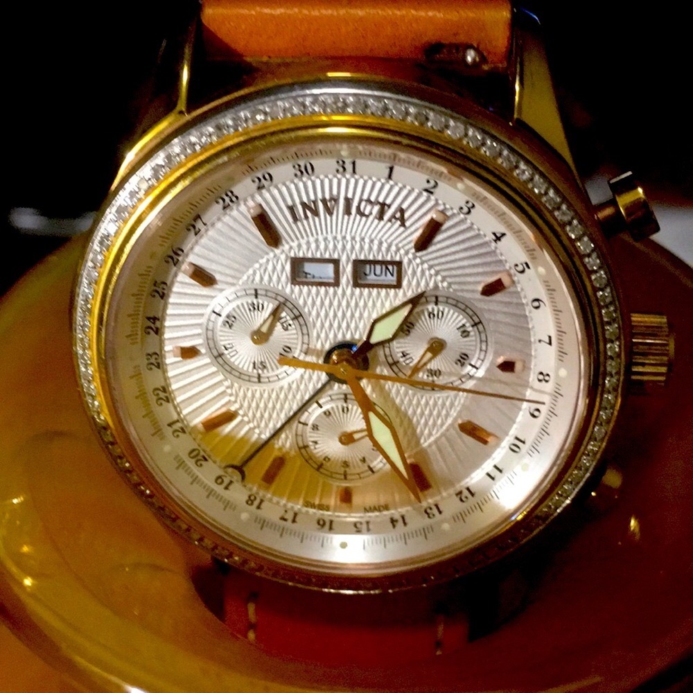 Invicta 1 ct Diamond Bezeled Swiss Made Timepiece